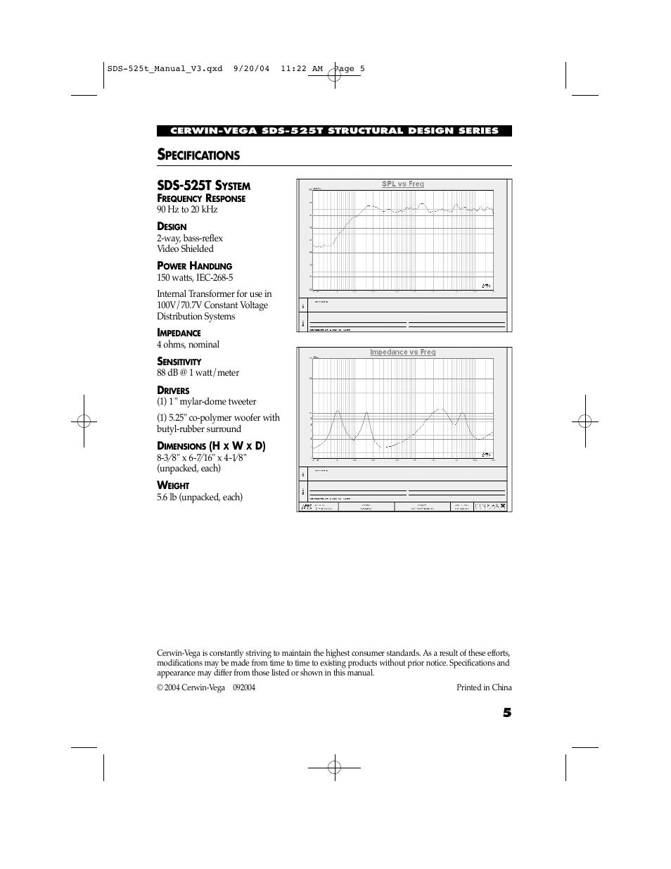 S d s-525t s | Cerwin-Vega SDS-525 Manual User Manual | Page 5 / 6