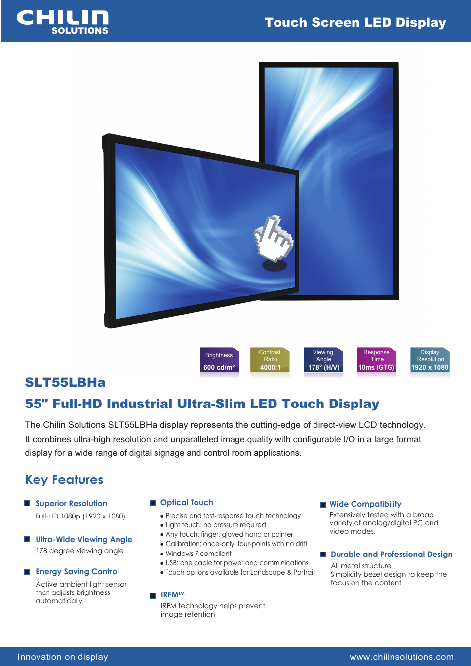 Chilin SLT55LBHa User Manual | 2 pages