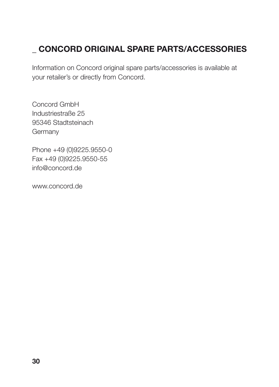 Concord SPIN INSTRUCTION MANUAL User Manual | Page 10 / 11