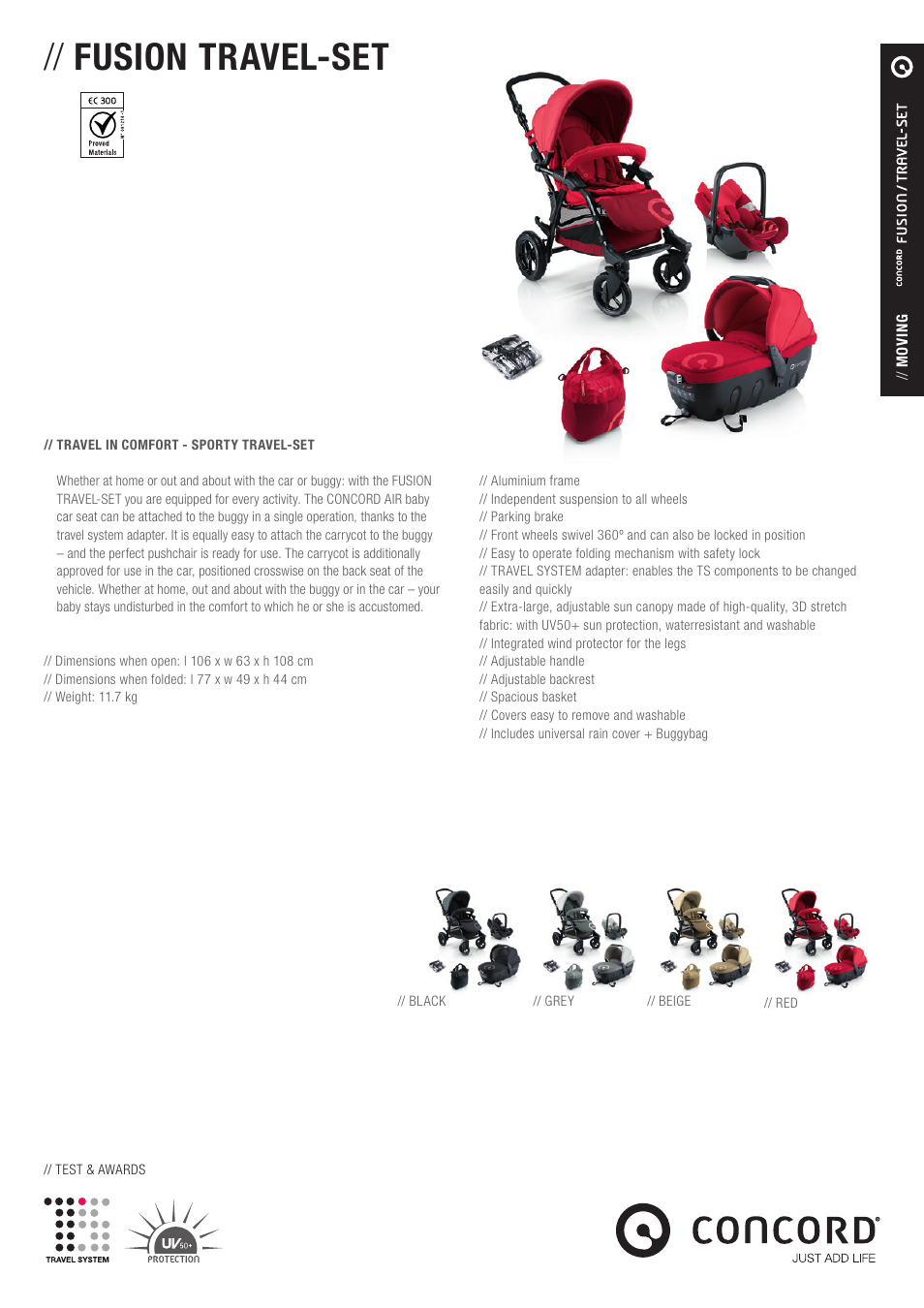 Concord FUSION TRAVEL-SET PRODUCT INFORMATION User Manual | 1 page