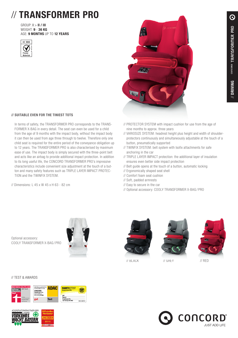 Concord TRANSFORMER PRO PRODUCT INFORMATION User Manual | 1 page
