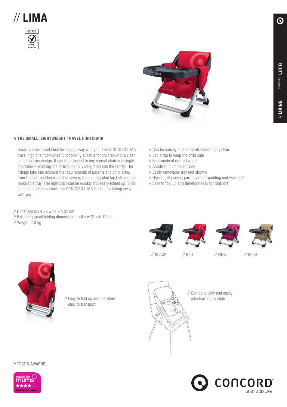 Concord LIMA PRODUCT INFORMATION User Manual | 1 page