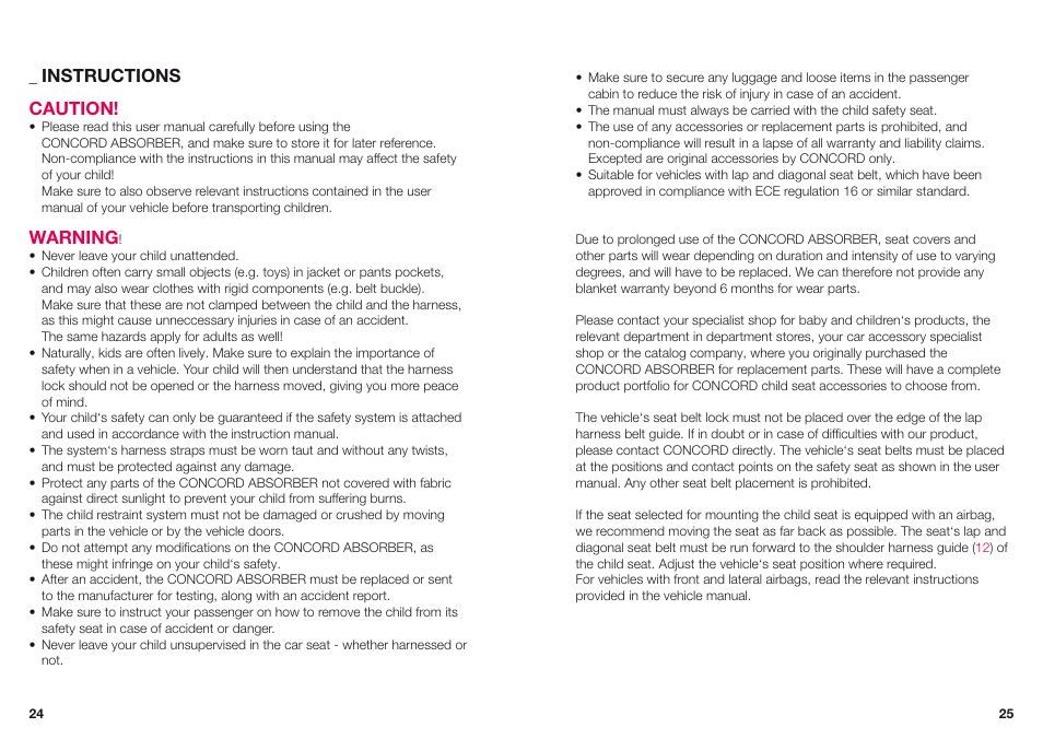 Concord ABSORBER XT INSTRUCTION MANUAL User Manual | Page 5 / 16
