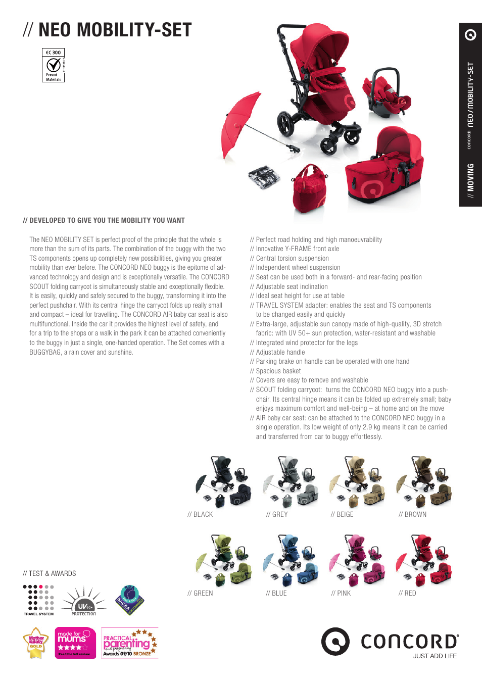 Concord NEO MOBILITY-SET PRODUCT INFORMATION User Manual | 1 page