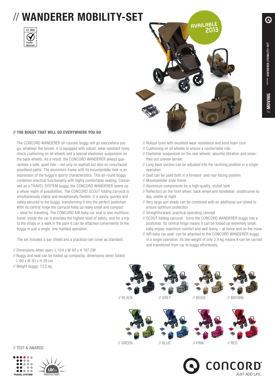 Concord WANDERER MOBILITY-SET PRODUCT INFORMATION User Manual | 1 page