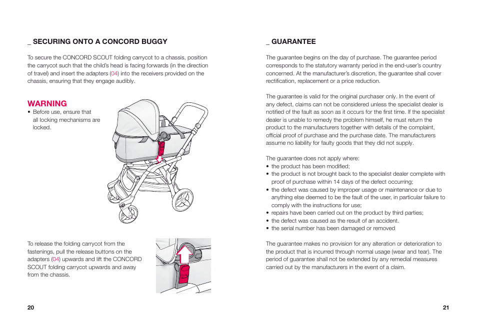 Warning | Concord SCOUT INSTRUCTION MANUAL User Manual | Page 7 / 10
