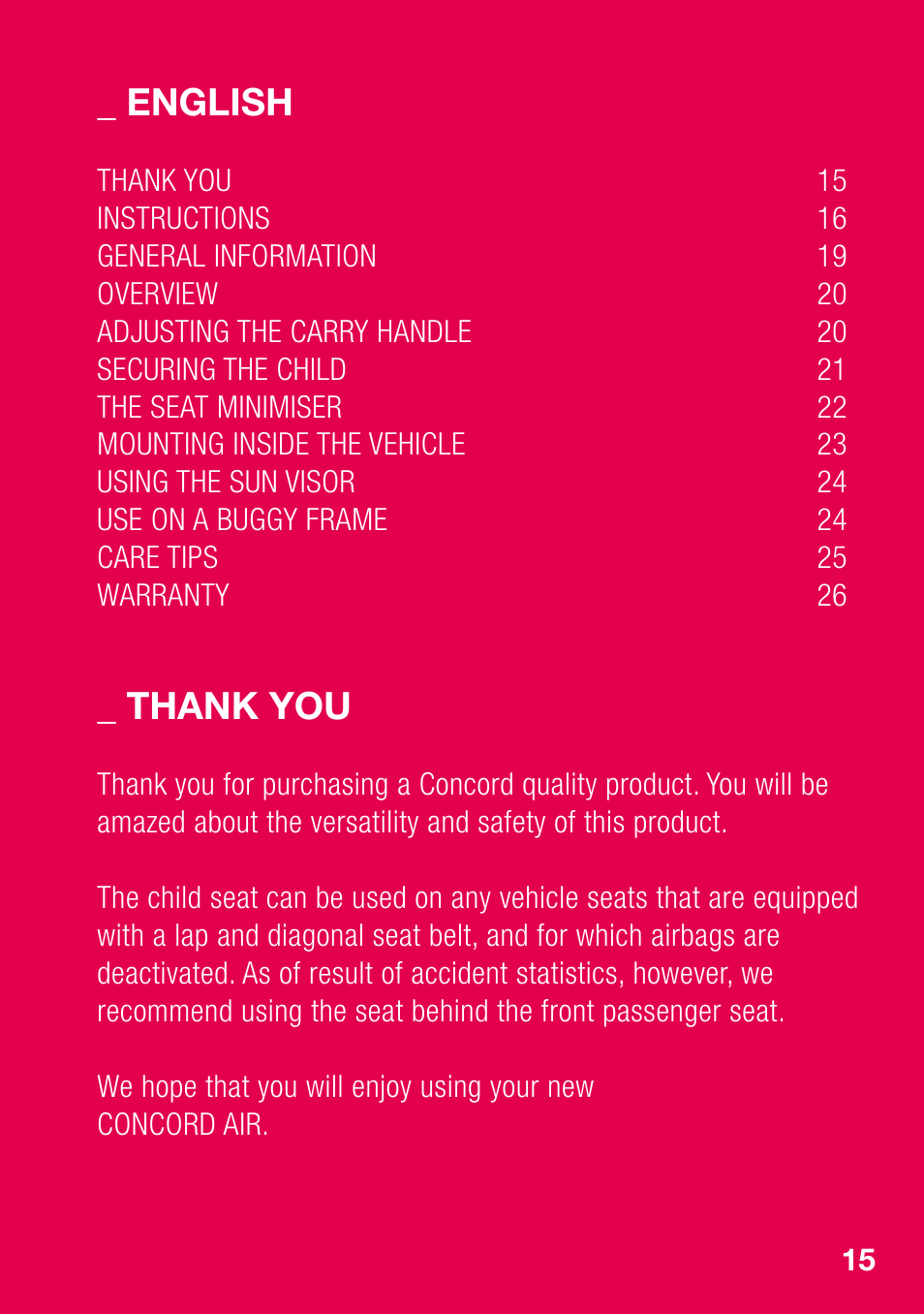 Concord AIR INSTRUCTION MANUAL User Manual | Page 3 / 13