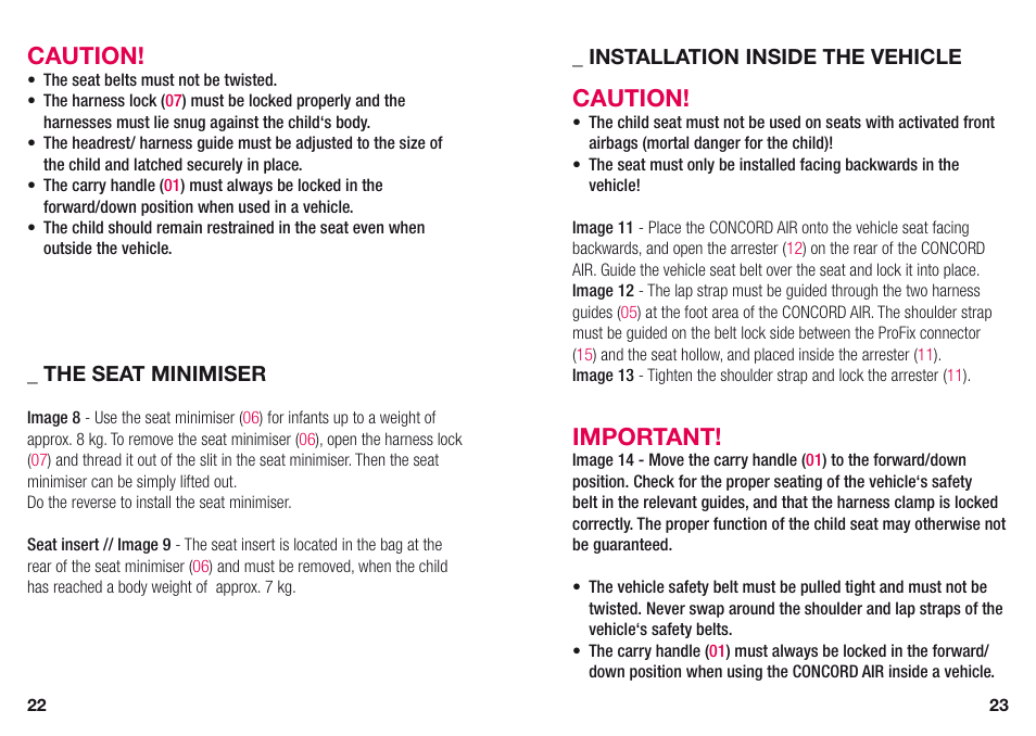 Caution, Important | Concord AIR INSTRUCTION MANUAL User Manual | Page 7 / 13