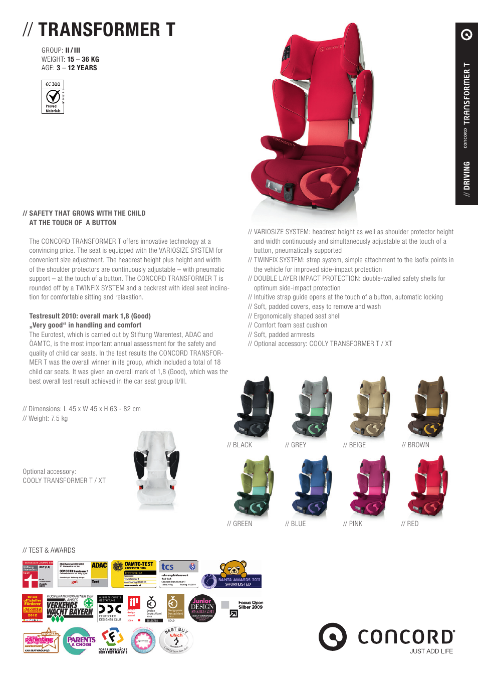 Concord TRANSFORMER T PRODUCT INFORMATION User Manual | 1 page