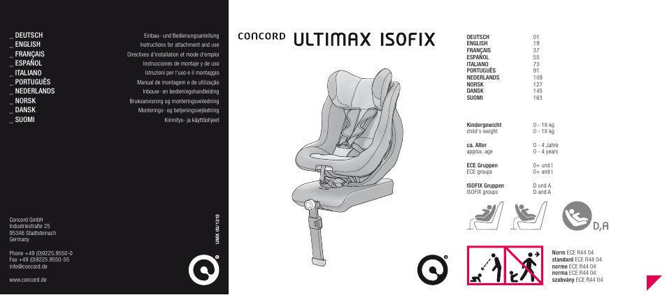 Concord ULTIMAX ISOFIX INSTRUCTION MANUAL User Manual | 14 pages