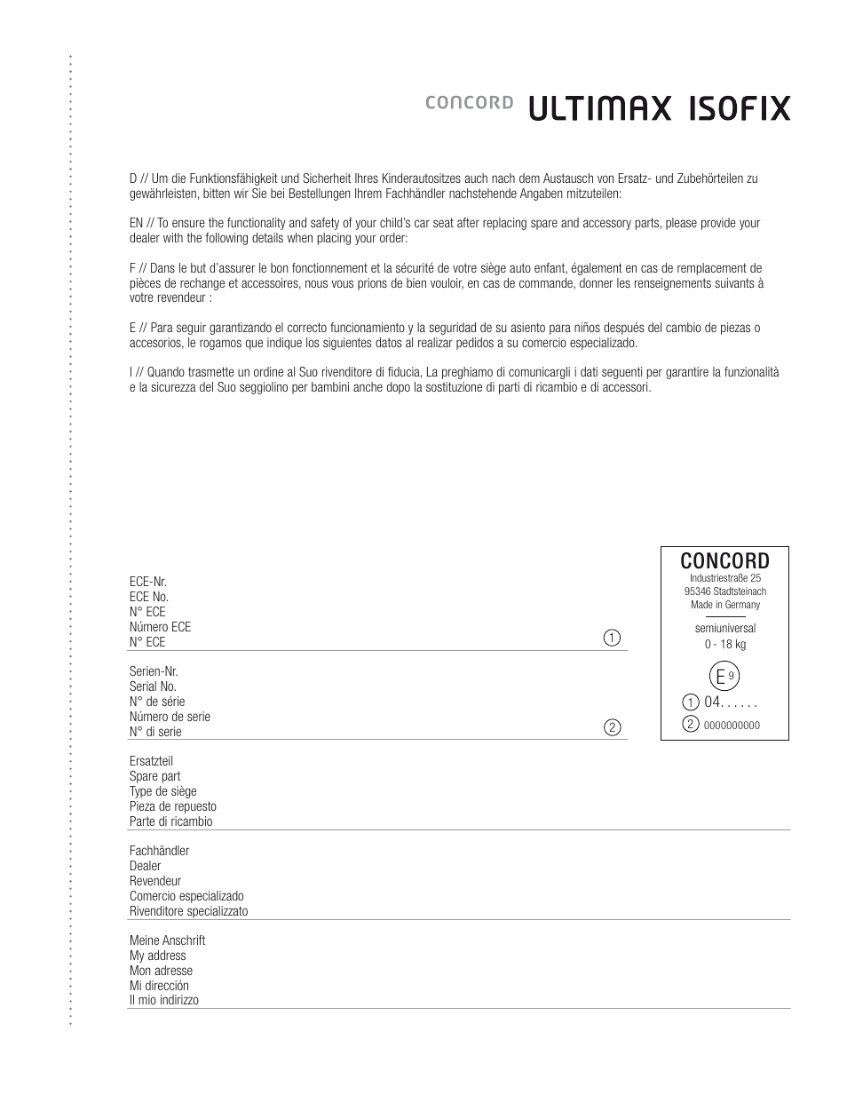 Concord | Concord ULTIMAX ISOFIX INSTRUCTION MANUAL User Manual | Page 13 / 14