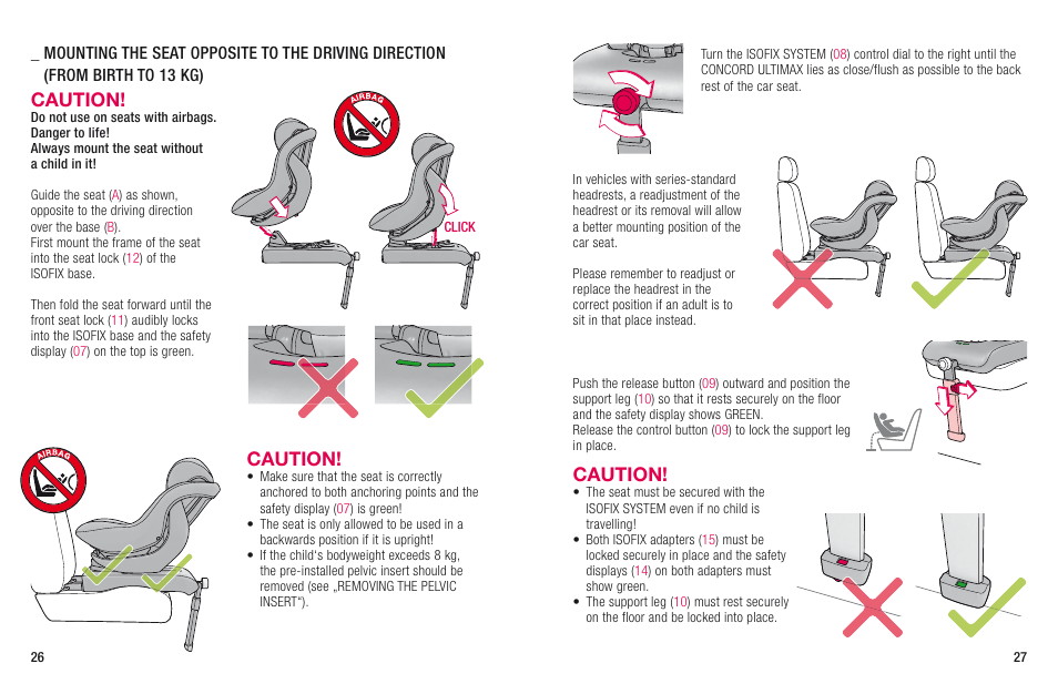 Caution | Concord ULTIMAX ISOFIX INSTRUCTION MANUAL User Manual | Page 7 / 14