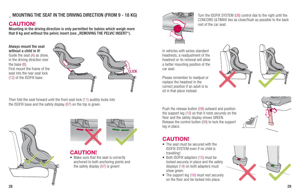 Caution | Concord ULTIMAX ISOFIX INSTRUCTION MANUAL User Manual | Page 8 / 14