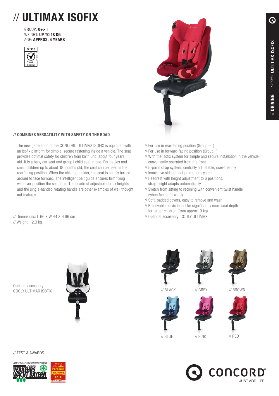 Concord ULTIMAX ISOFIX PRODUCT INFORMATION User Manual | 1 page