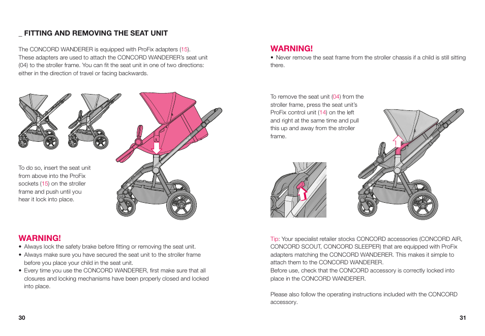 Warning | Concord WANDERER INSTRUCTION MANUAL User Manual | Page 8 / 14