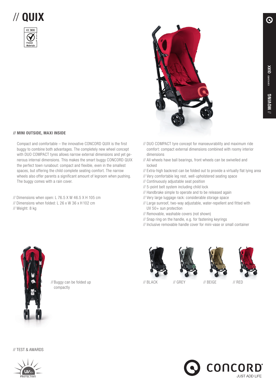 Concord QUIX PRODUCT INFORMATION User Manual | 1 page
