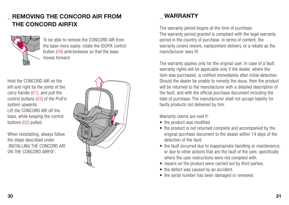 Removing the concord air from the concord airfix, Warranty | Concord AIRFIX INSTRUCTION MANUAL User Manual | Page 10 / 14