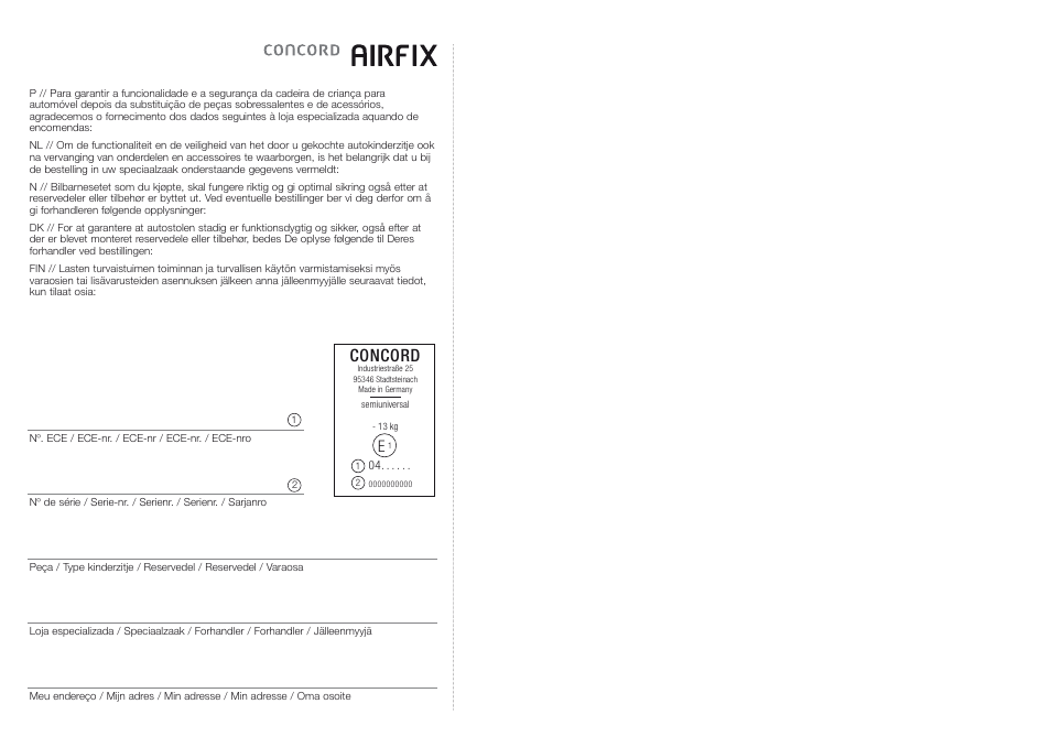 Concord | Concord AIRFIX INSTRUCTION MANUAL User Manual | Page 13 / 14
