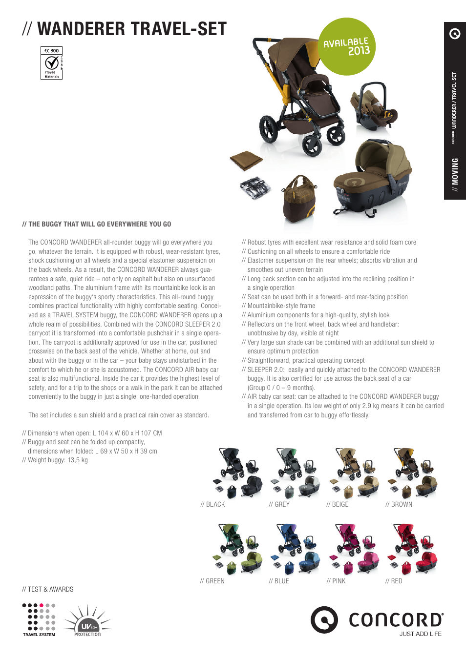 Concord WANDERER TRAVEL-SET PRODUCT INFORMATION User Manual | 1 page