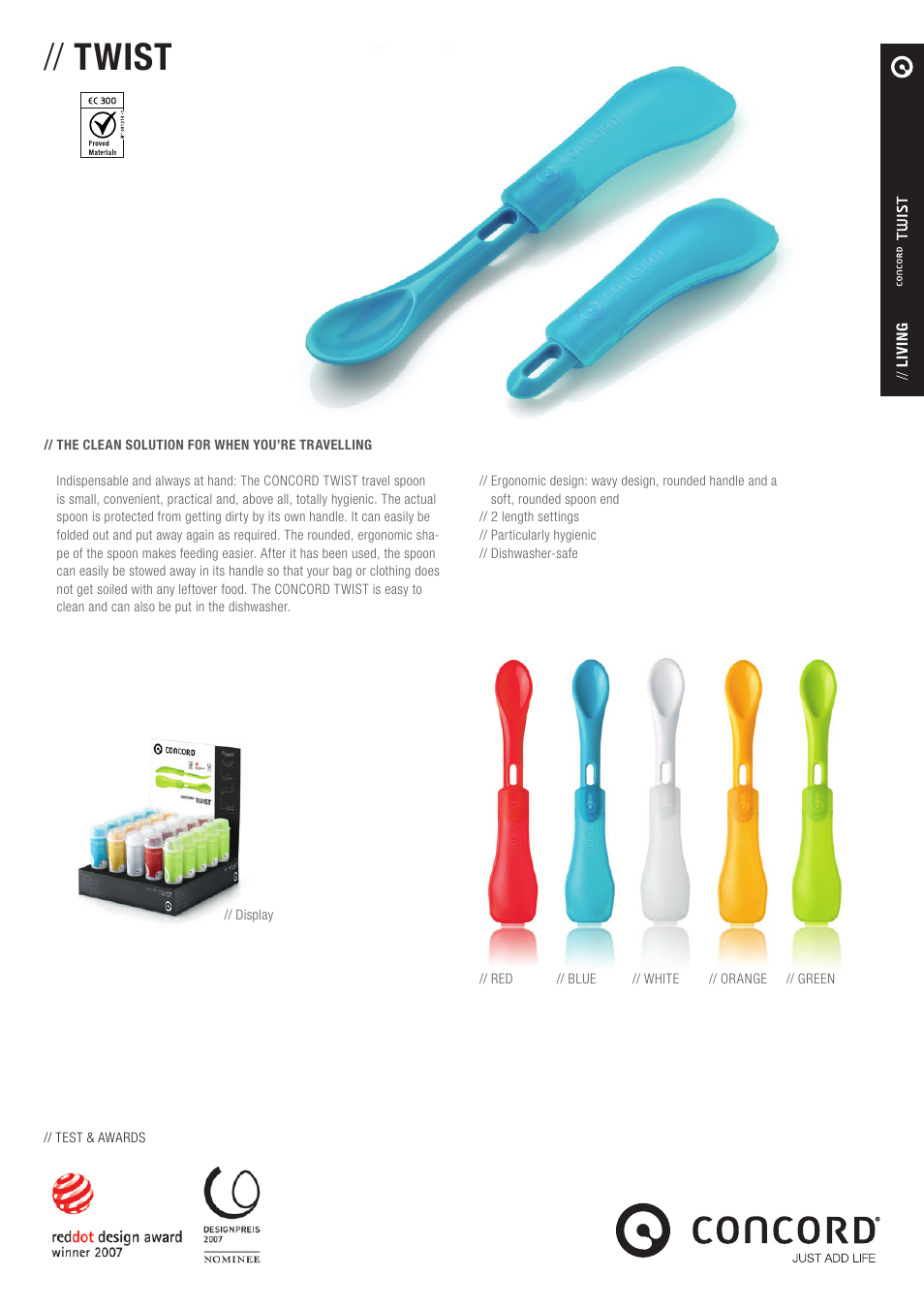 Concord TWIST PRODUCT INFORMATION User Manual | 1 page