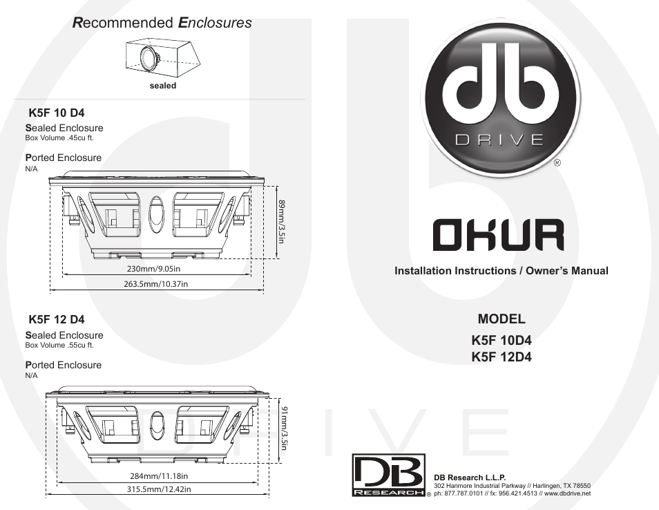 DB Drive K5F 12D4 User Manual | 2 pages