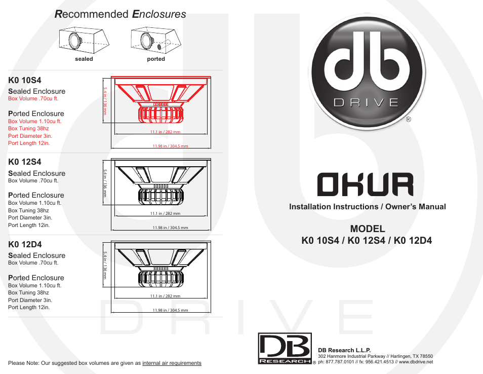 DB Drive K0 12D4 User Manual | 2 pages