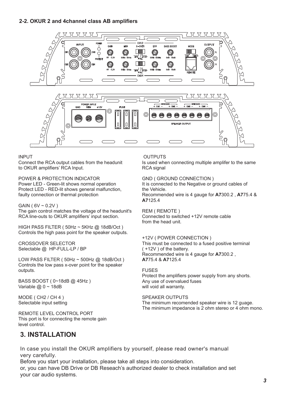 Pg 3 manual, Installation | DB Drive A72500.1 User Manual | Page 4 / 12