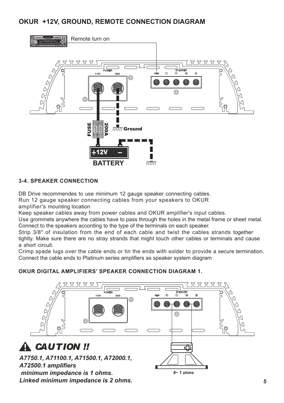 Pg 5 manual, Caution | DB Drive A72500.1 User Manual | Page 6 / 12