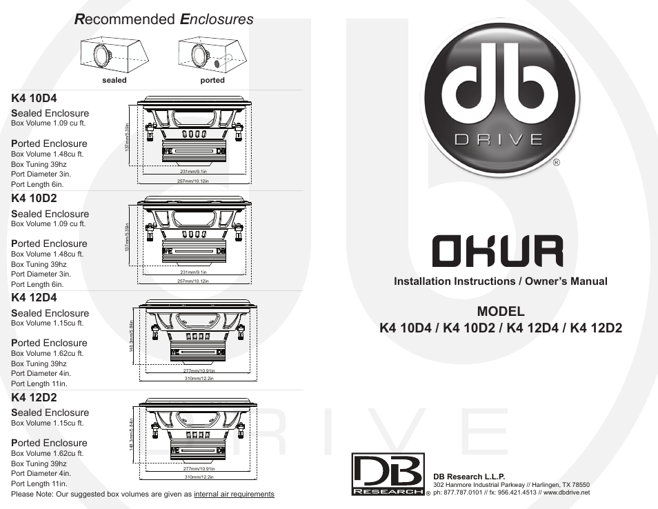 DB Drive K4 12D2 User Manual | 2 pages