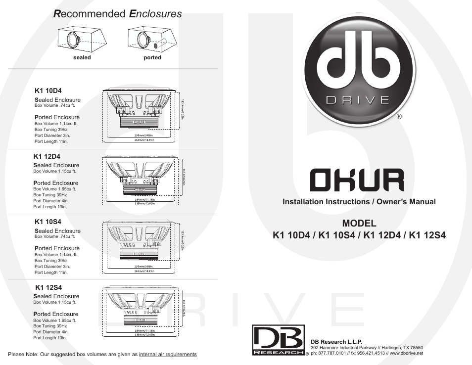 DB Drive K1 12S4 User Manual | 2 pages