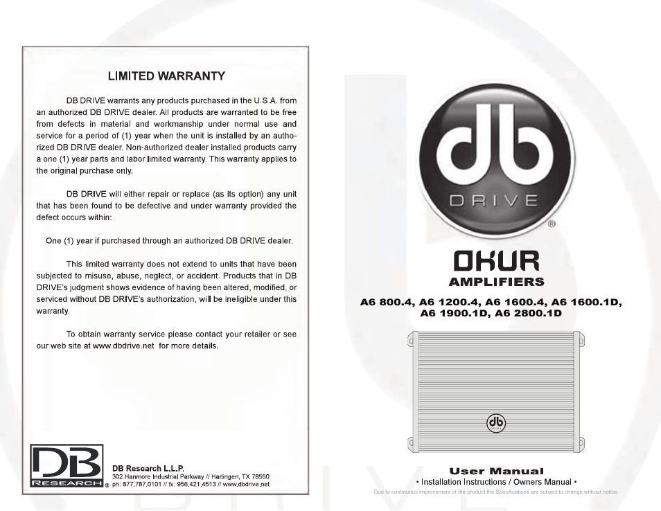 DB Drive A6 2800.1D User Manual | 8 pages