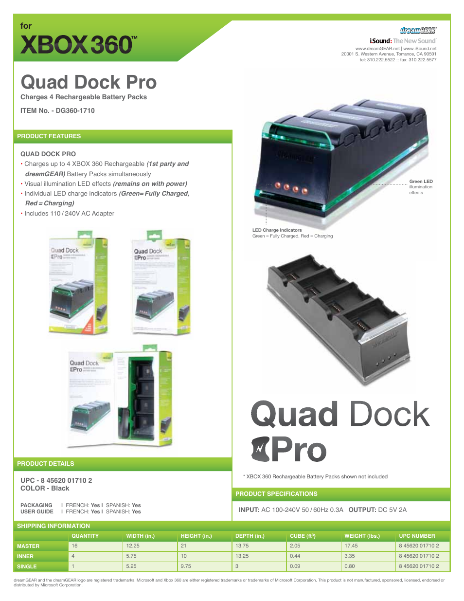 DreamGEAR DG360-1710 User Manual | 1 page
