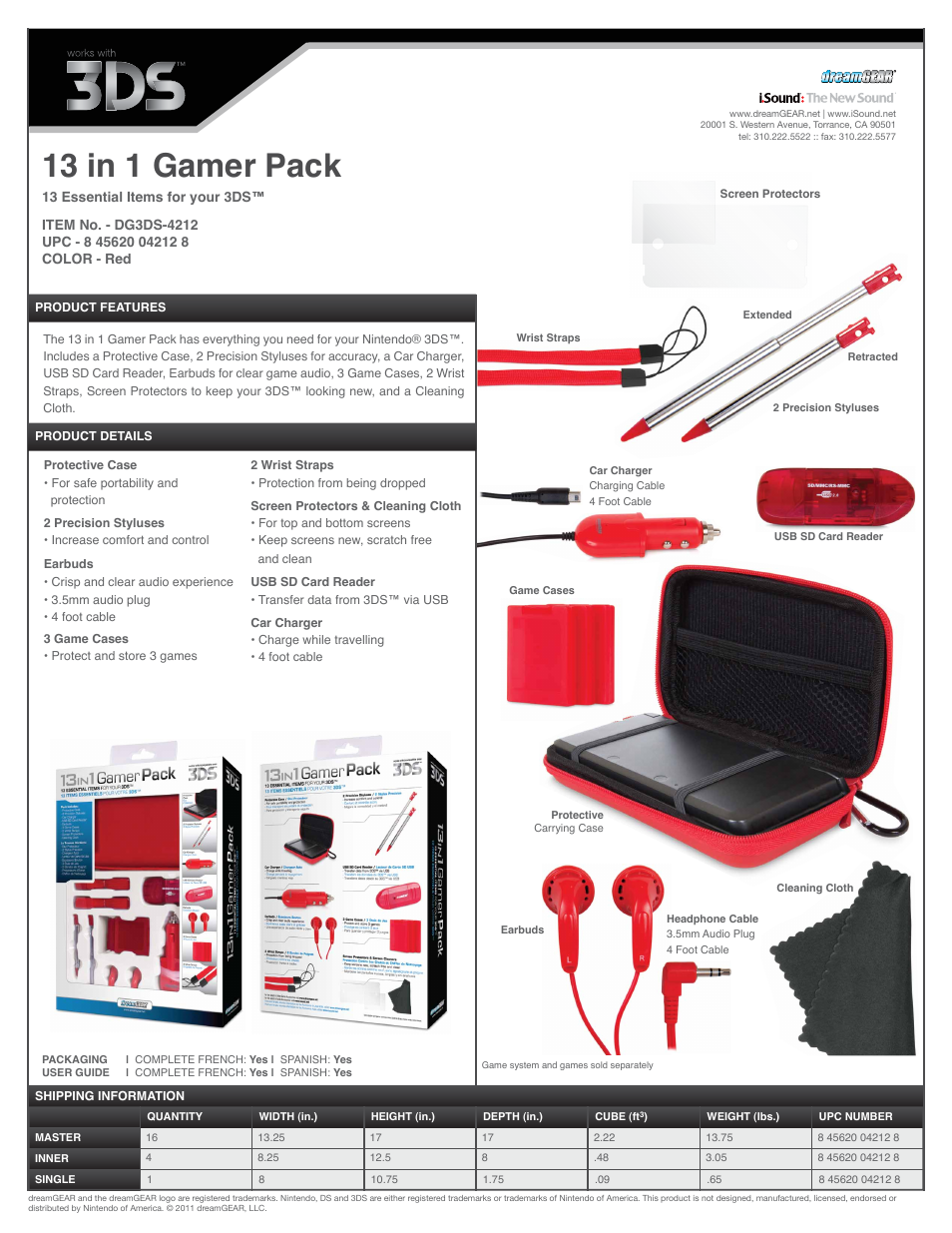 DreamGEAR DG3DS-4212 User Manual | 1 page