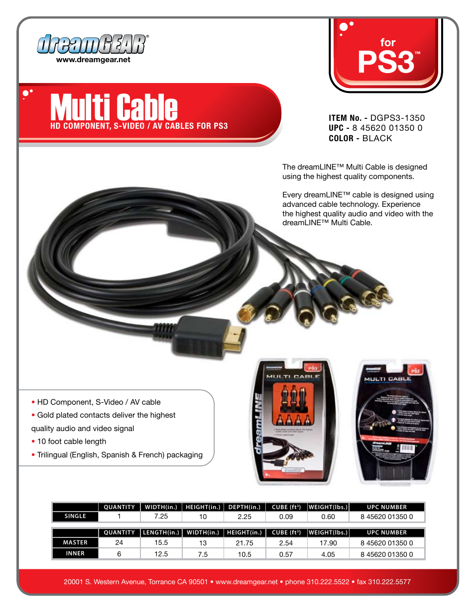 DreamGEAR DGPS3-1350 User Manual | 1 page