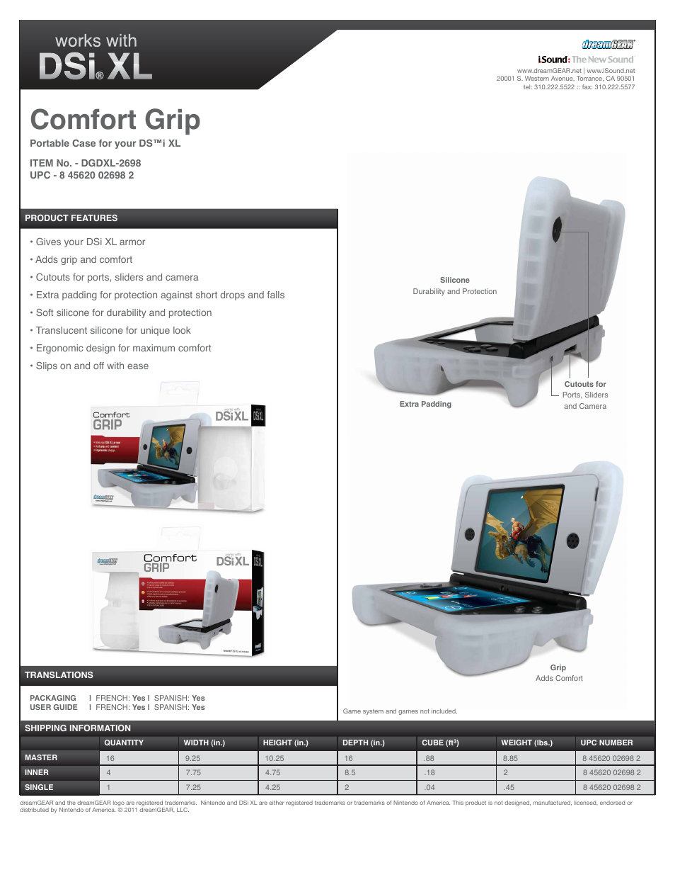 DreamGEAR DGDXL-2698 User Manual | 1 page