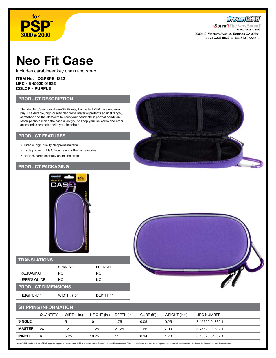 DreamGEAR DGPSPS-1832 User Manual | 1 page