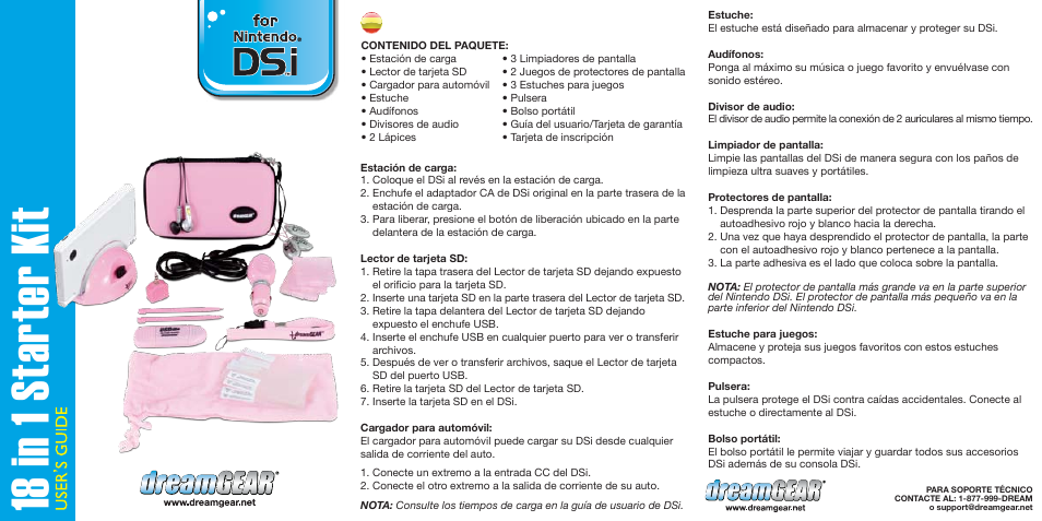 Dgdsi-1943-18 in 1 starter kit pink-ug-p2, 18 in 1 starter kit | DreamGEAR DGDSI-1943 es User Manual | Page 2 / 3