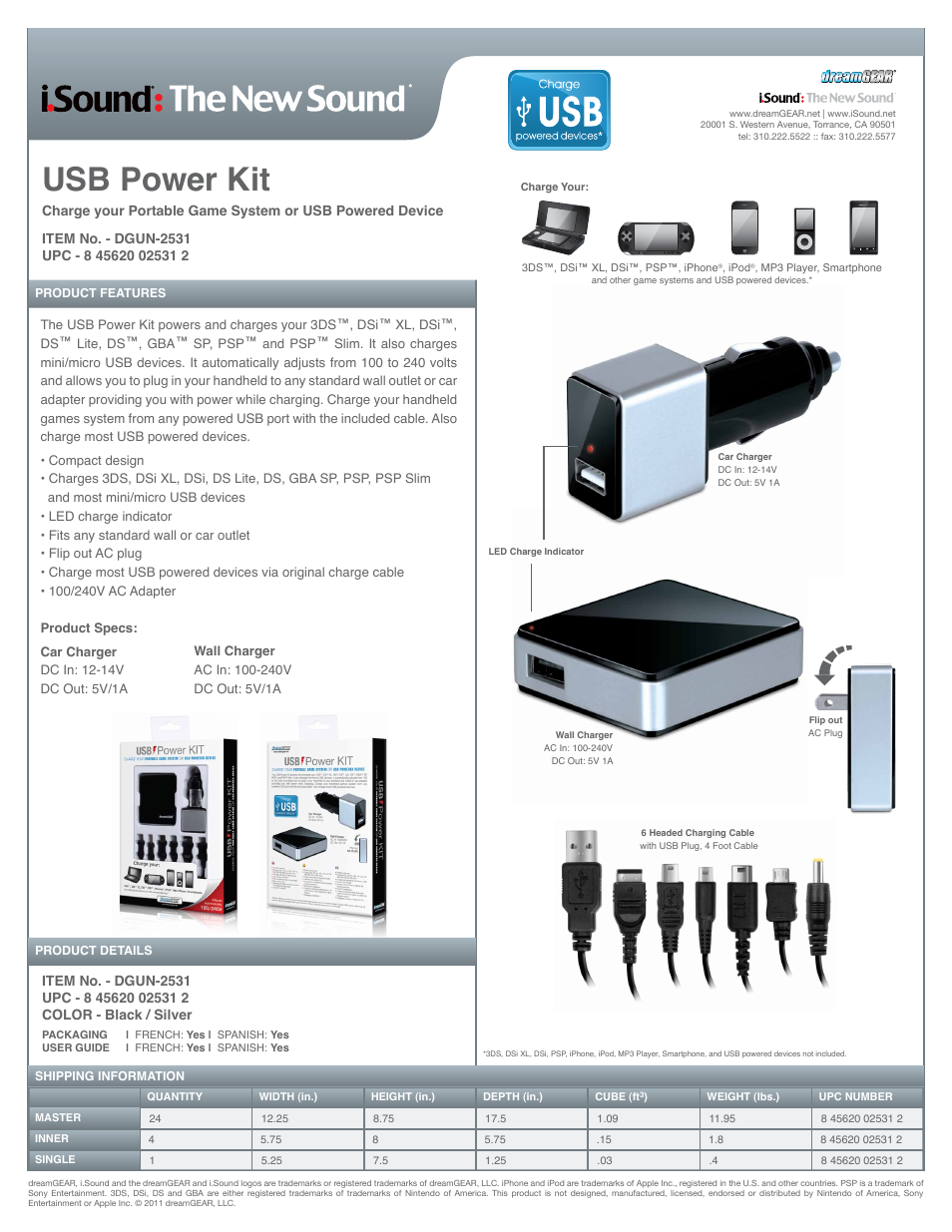 iSound USB Power Kit - Sell Sheet User Manual | 1 page