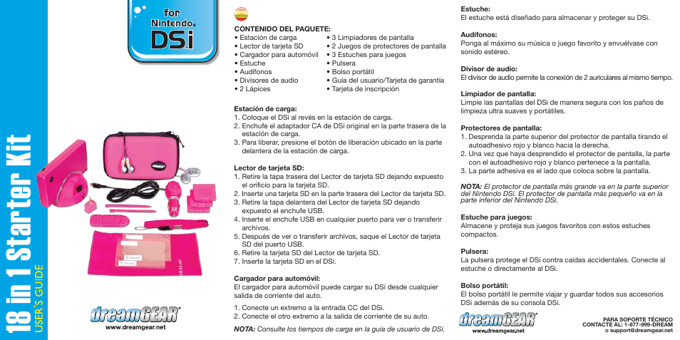 Dgdsi-1943-18 in 1 starter kit pink-ug-p2, 18 in 1 starter kit | DreamGEAR DGDSI-2608 es User Manual | Page 2 / 3