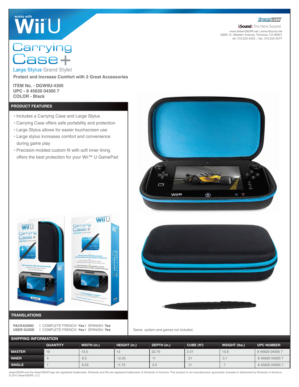 DreamGEAR DGWIIU-4305 User Manual | 1 page