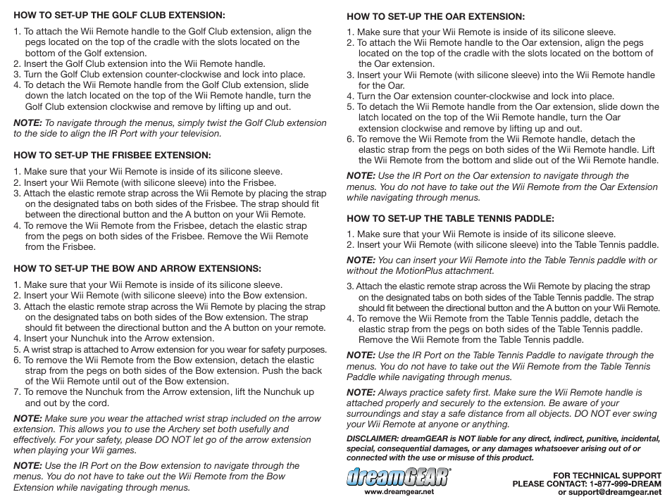 Dgwii-1236-vacation pack-ug-p2 | DreamGEAR DGWII-1236 User Manual | Page 2 / 2