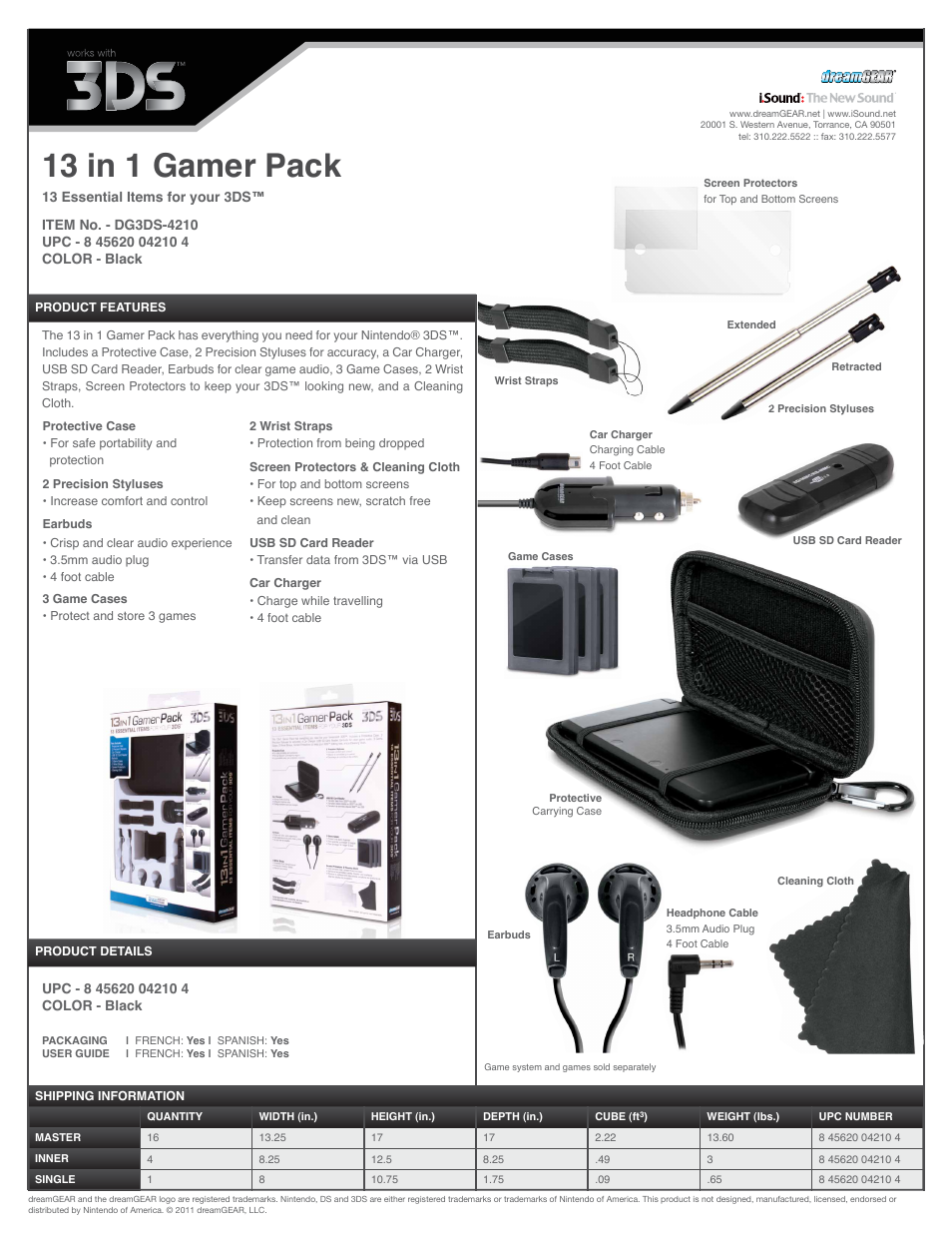 DreamGEAR DG3DS-4210 User Manual | 1 page