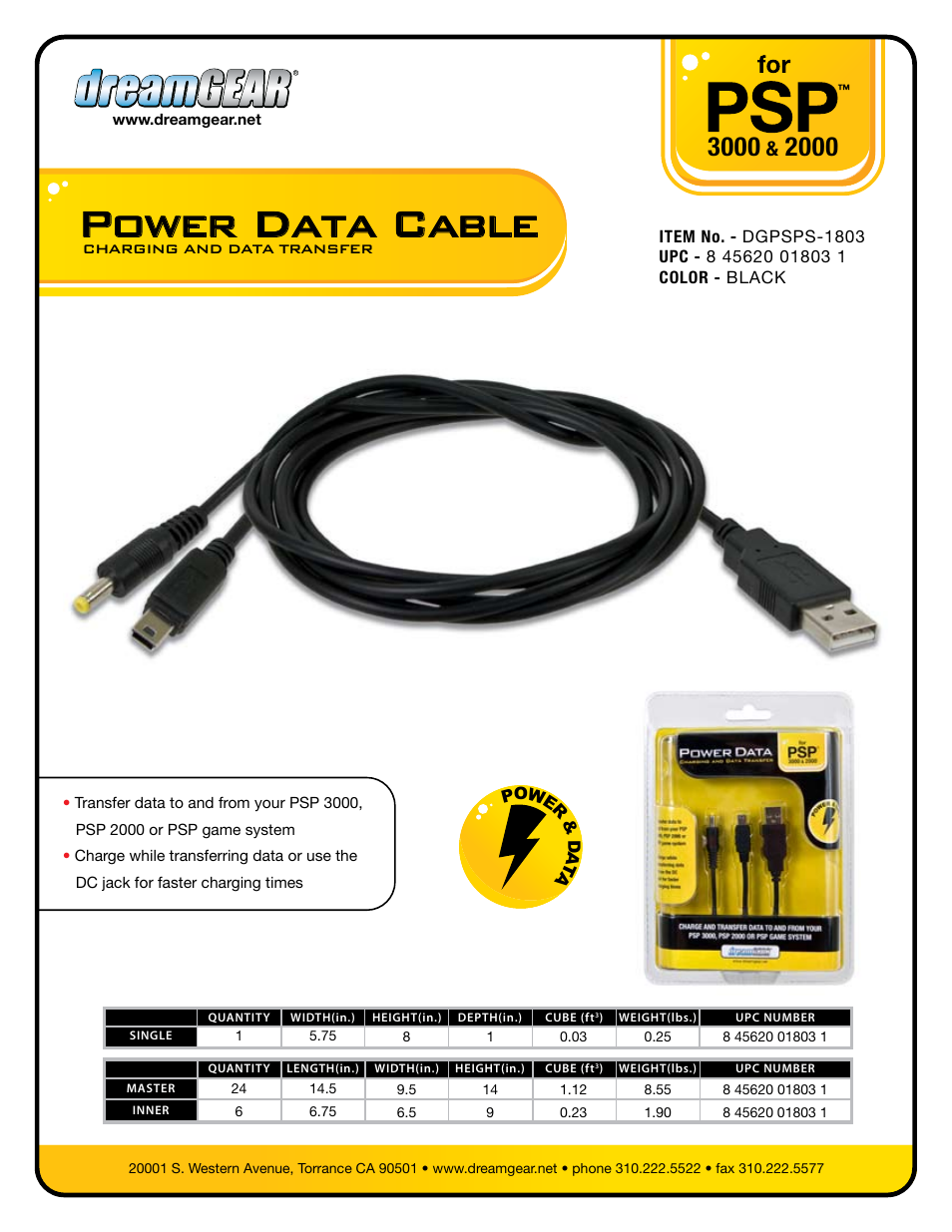 DreamGEAR DGPSPS-1803 User Manual | 1 page