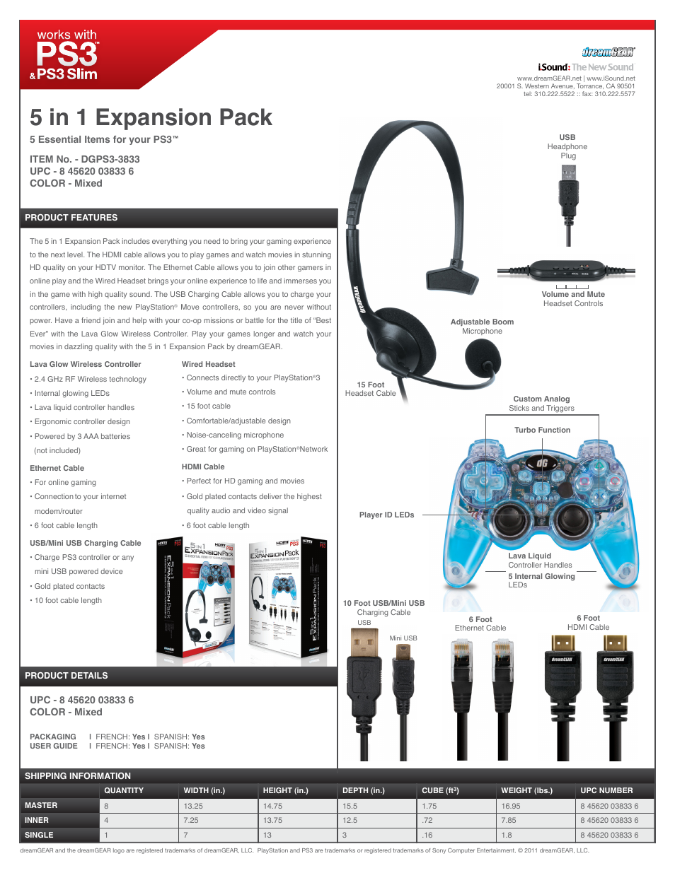 DreamGEAR DGPS3-3833 User Manual | 1 page