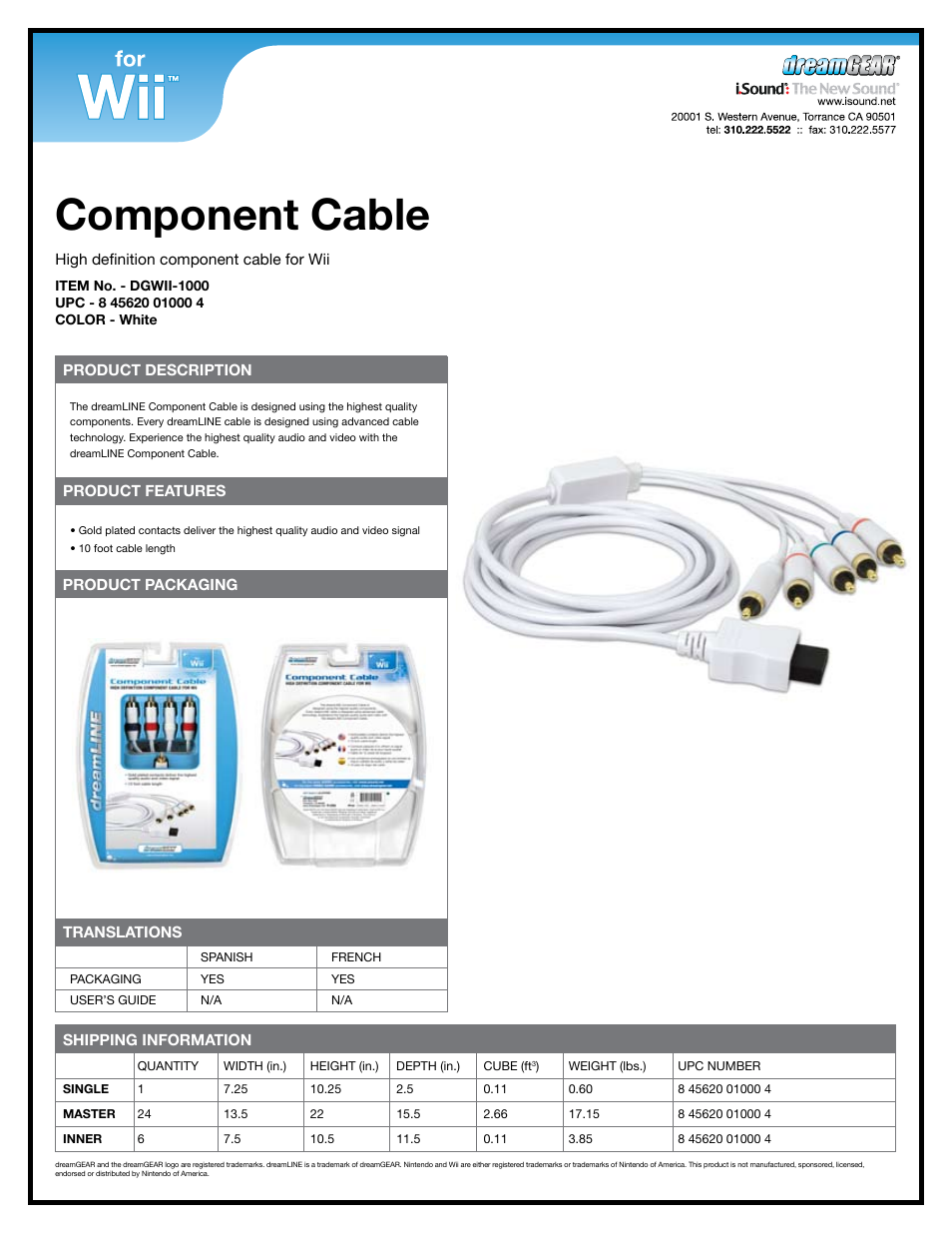 DreamGEAR DGWII-1000 User Manual | 1 page