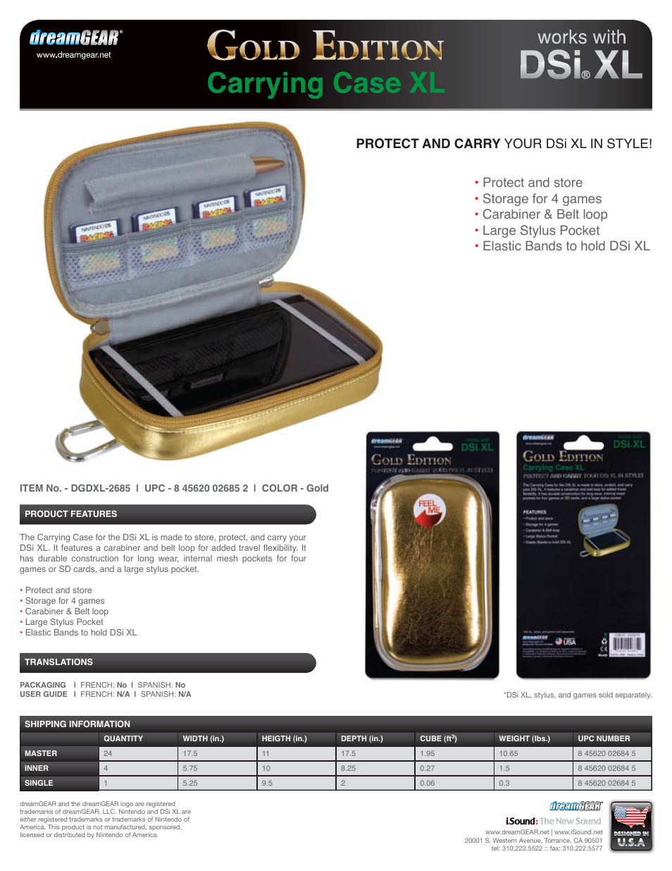 DreamGEAR DGDXL-2685 User Manual | 1 page