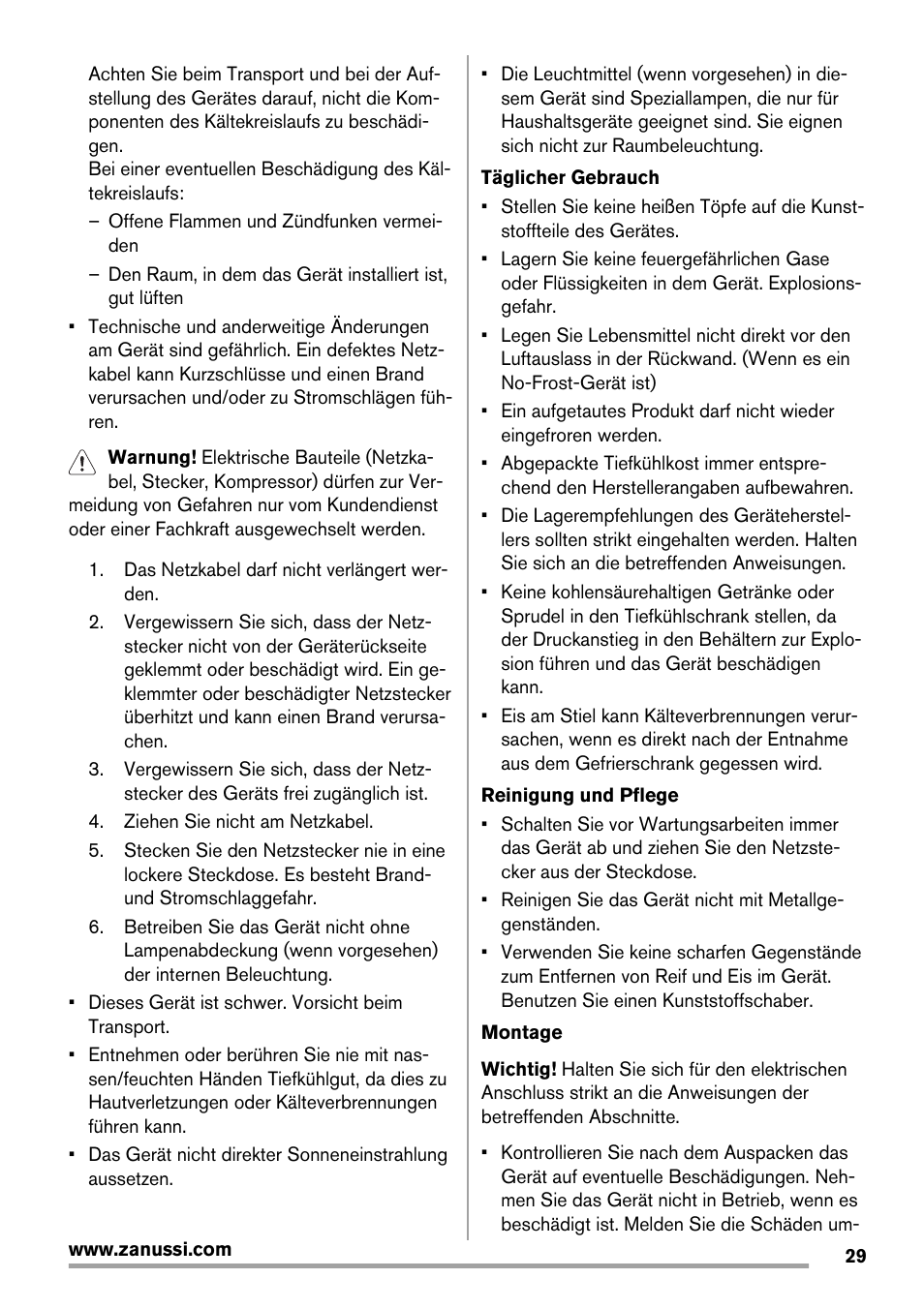 Zanussi ZBF 11420 SA User Manual | Page 29 / 40