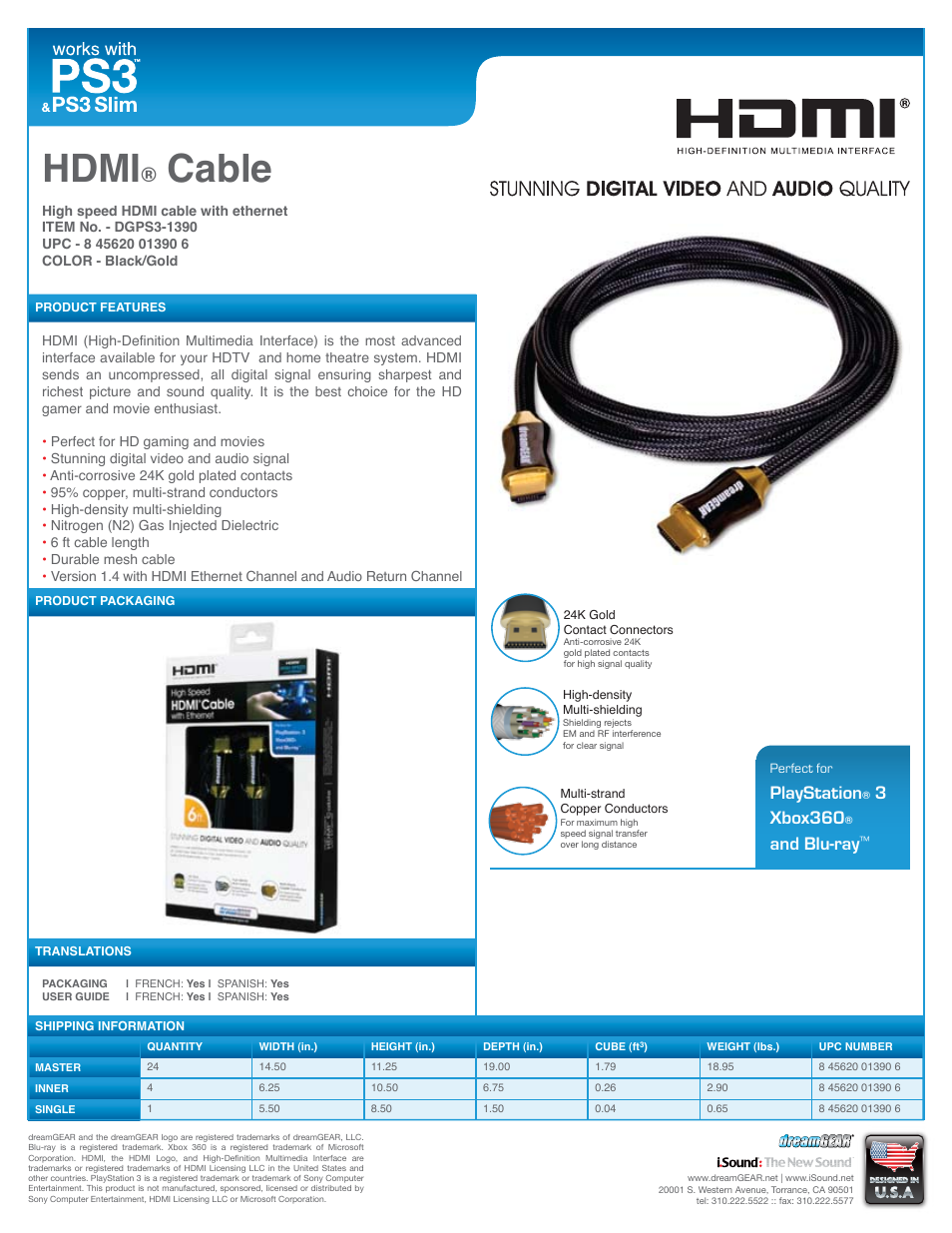 DreamGEAR DGPS3-1390 User Manual | 1 page