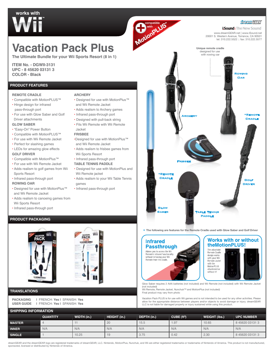 DreamGEAR DGWII-3131 User Manual | 1 page