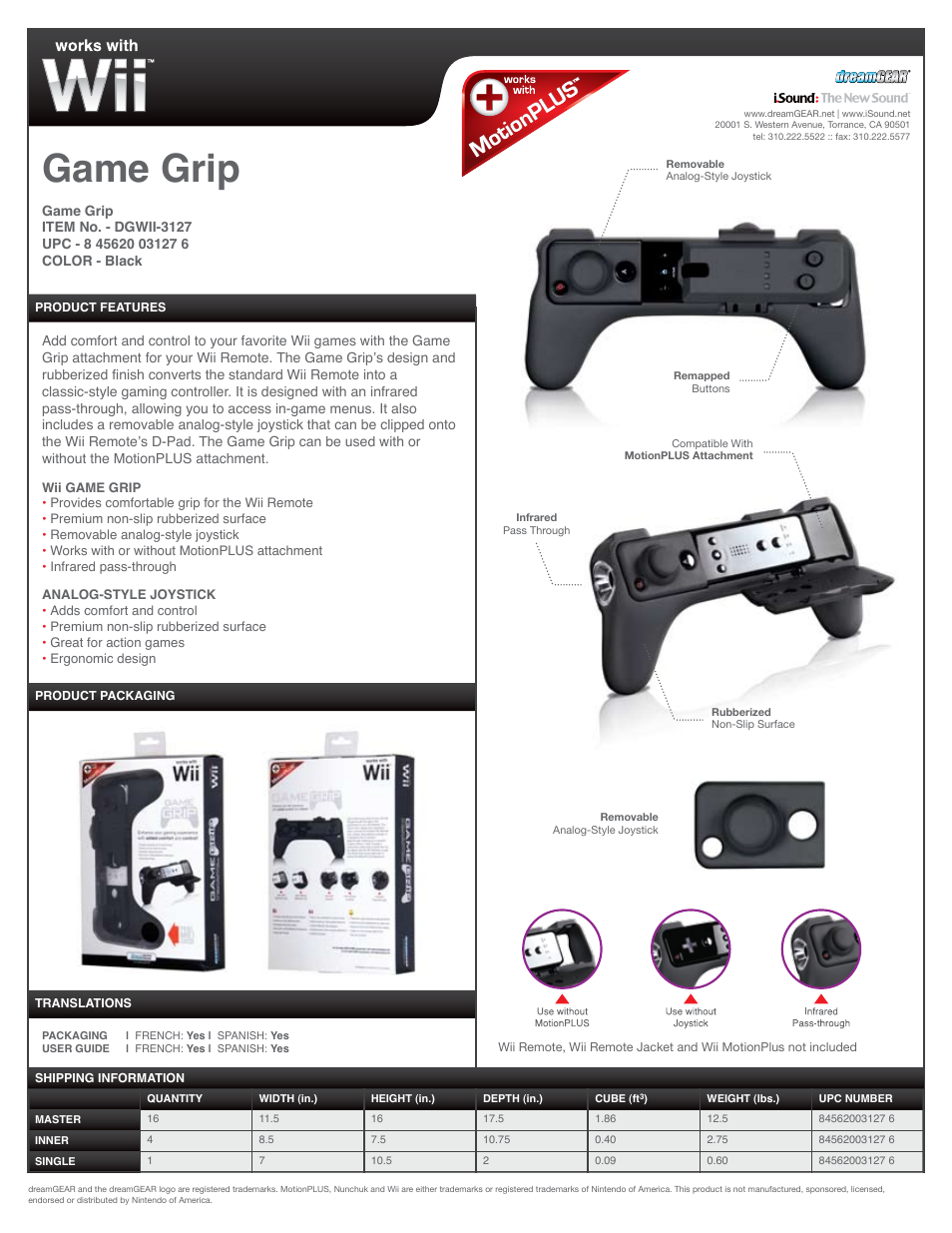 DreamGEAR DGWII-3127 User Manual | 1 page
